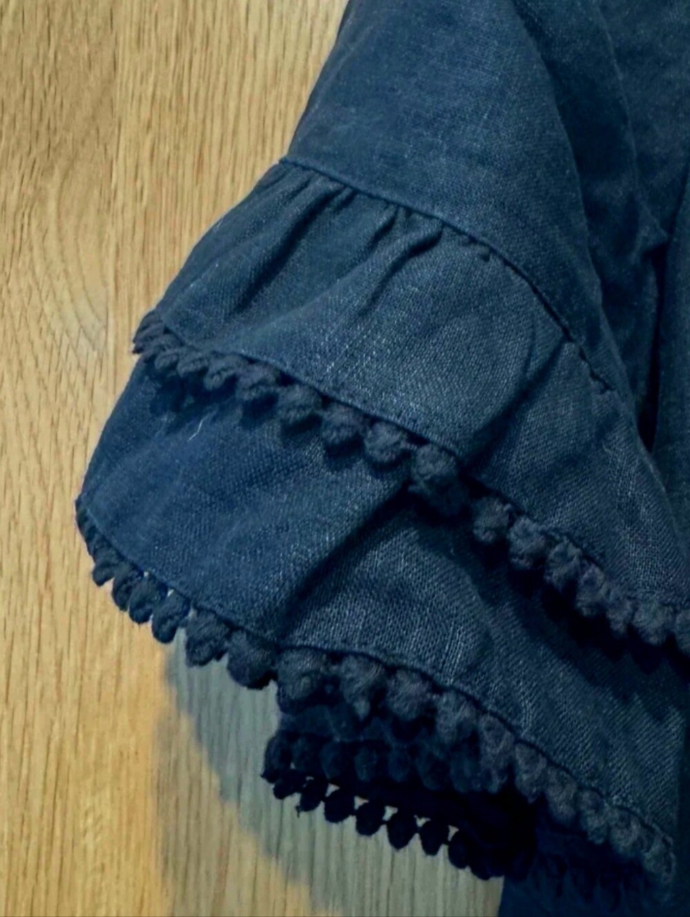 Chico’s Linen Eyelet Tiered Sundress Black size 2 (12-14 L ) ✨️Pre-owned - Picture 11 of 12